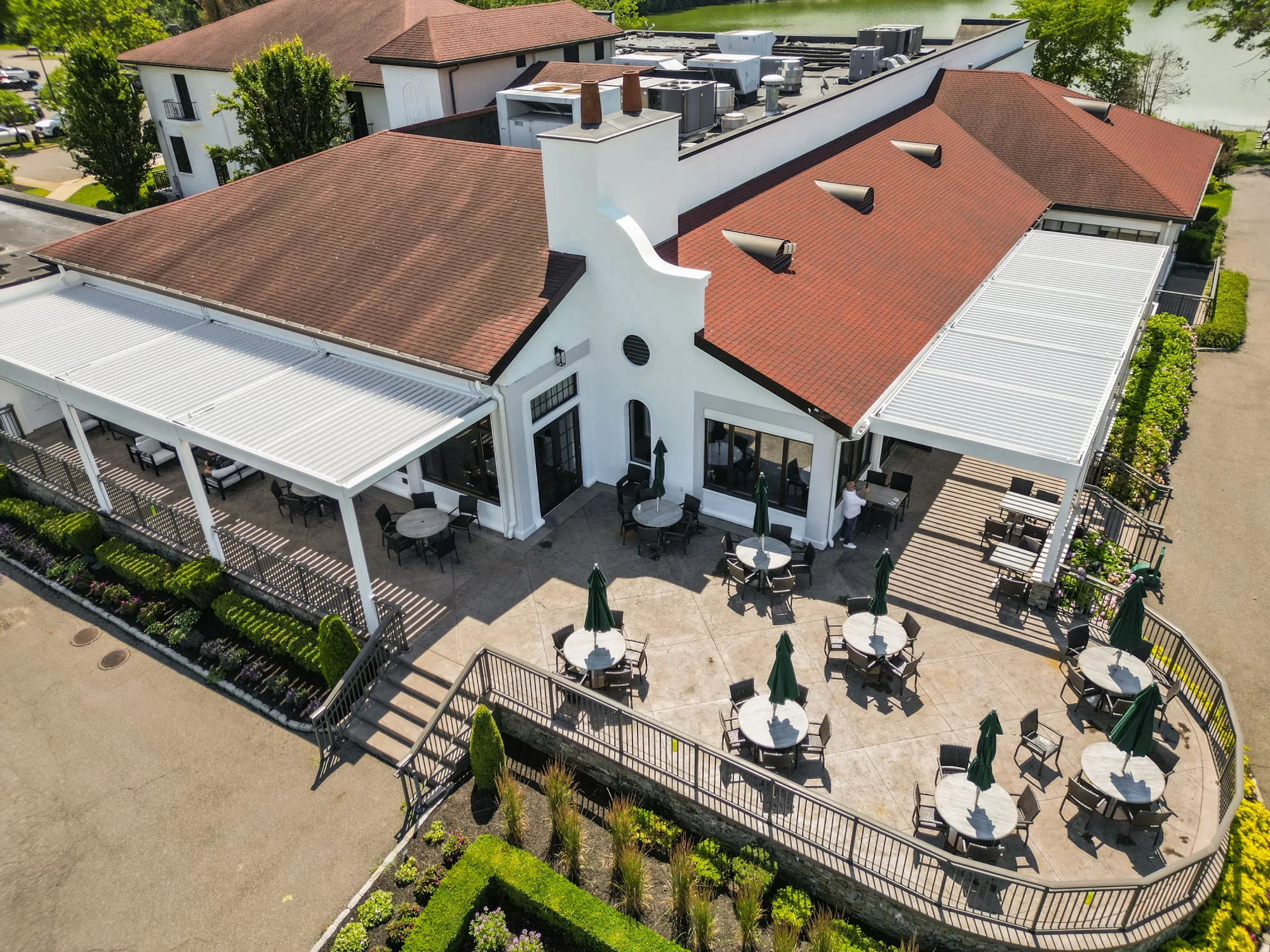 Country club pergola aerial view