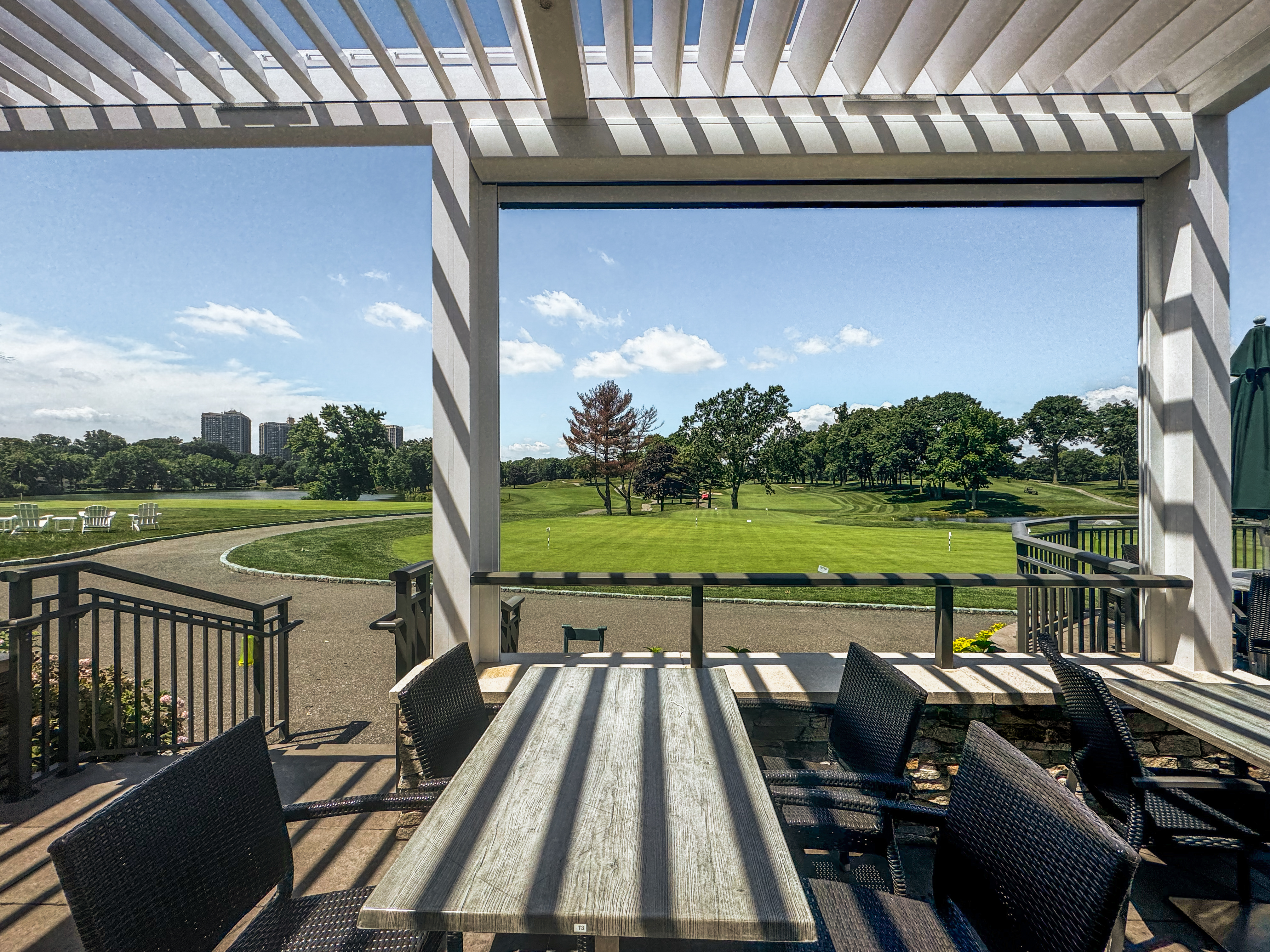 Completed Breslow R-Blade motorized louvered roof at Lake Success Country Club