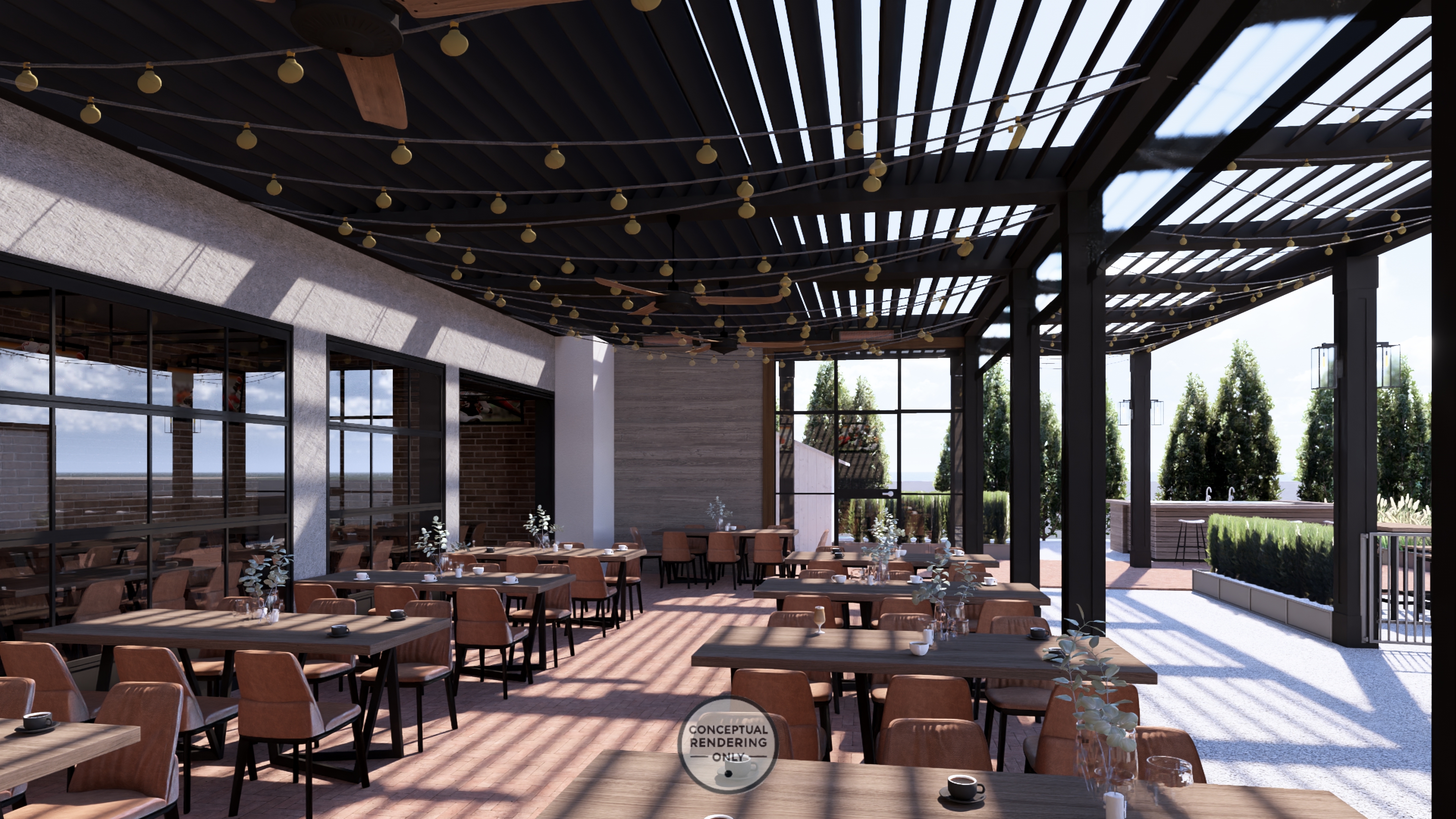 Tommy's Tavern & Tap Sea Bright commercial louvered roof installation by Breslow