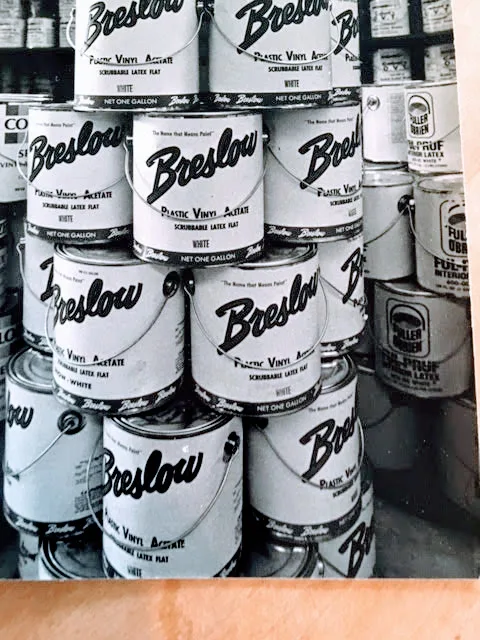 Breslow paint cans from the original retail business.