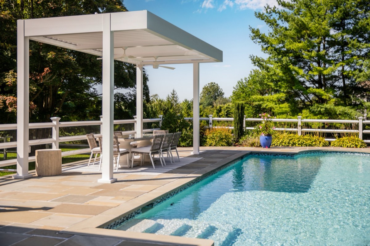 Custom louvered pergola in Darien, CT