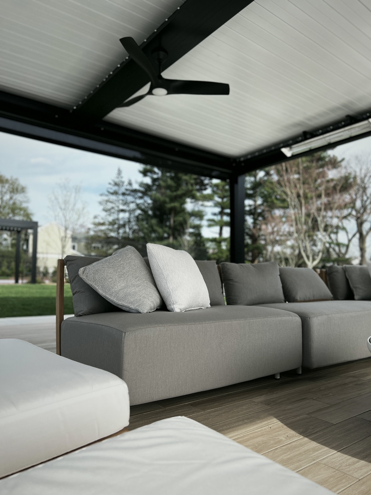 deck-mounted louvered roof + bond smart-home app pergola in Deal, NJ