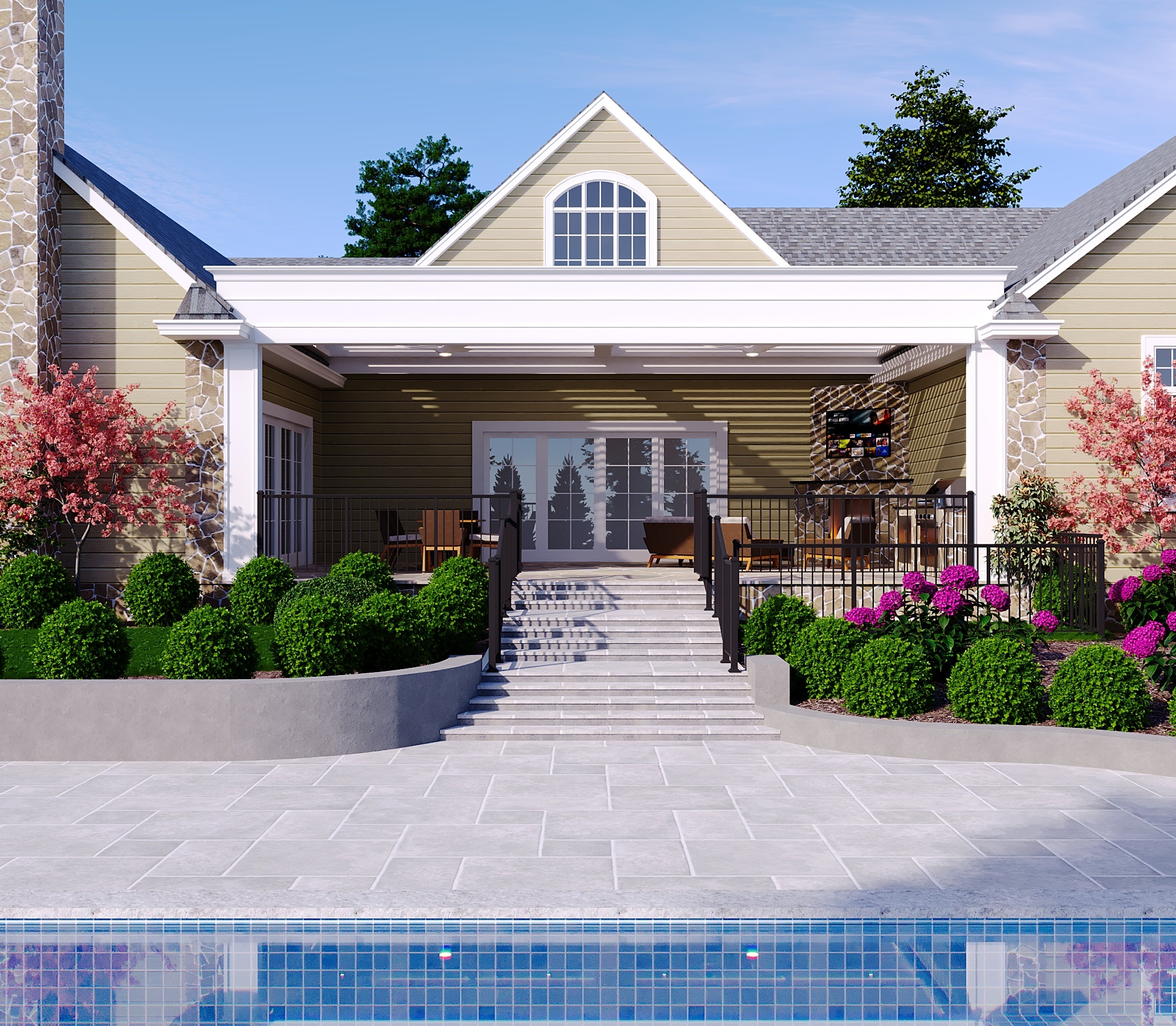 Design — Montvale, NJ — Modern Motorized Louvered Roof