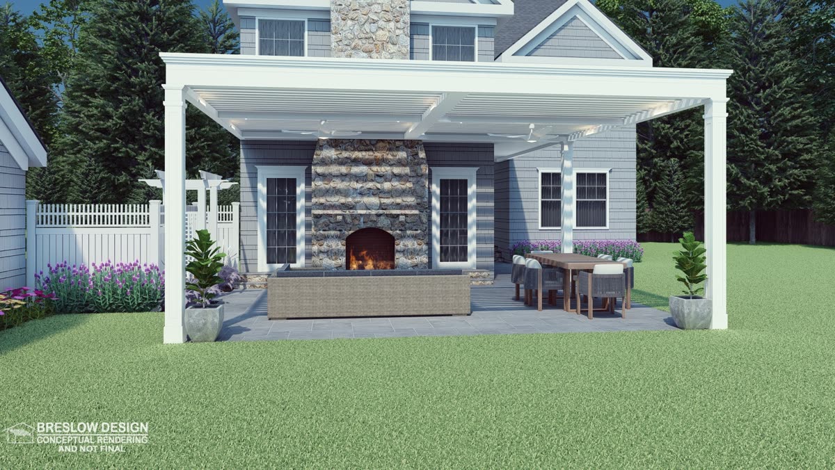 New Canaan CT pergola 3D design rendering 1
