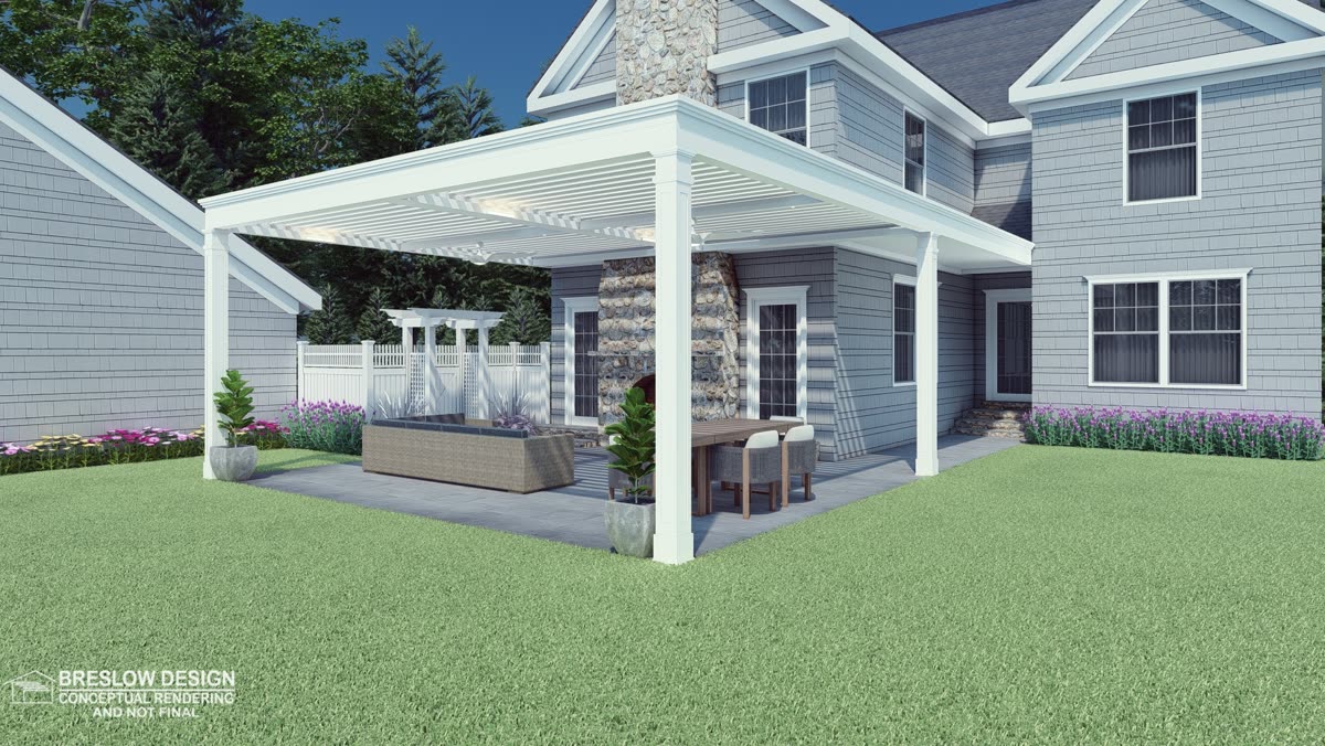 New Canaan CT pergola 3D design rendering 2