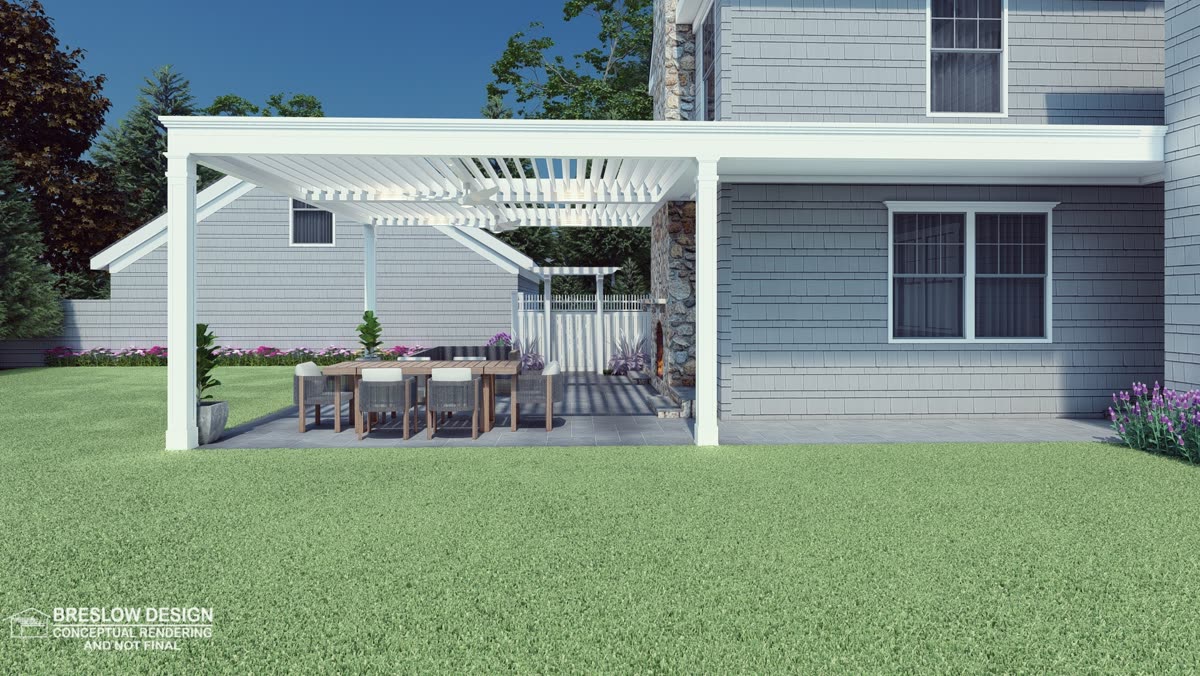 New Canaan CT pergola 3D design rendering 3