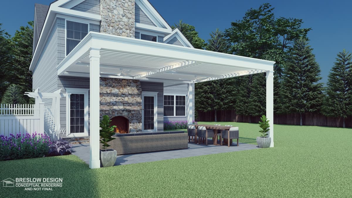 New Canaan CT pergola 3D design rendering 4