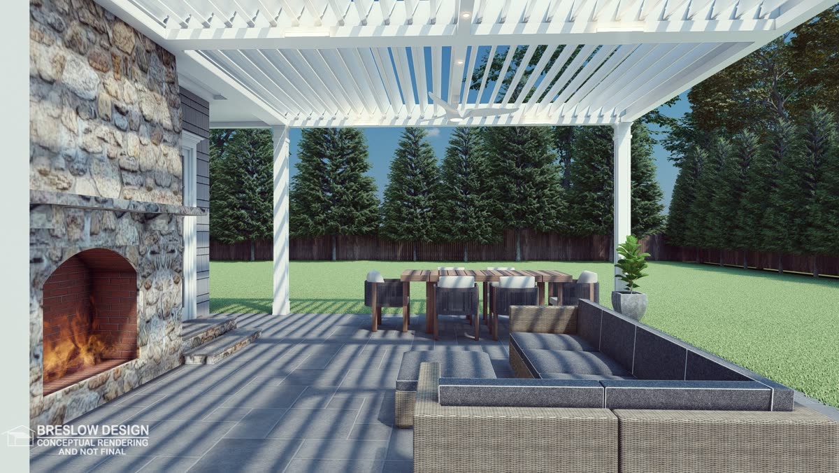 New Canaan CT pergola 3D design rendering 5