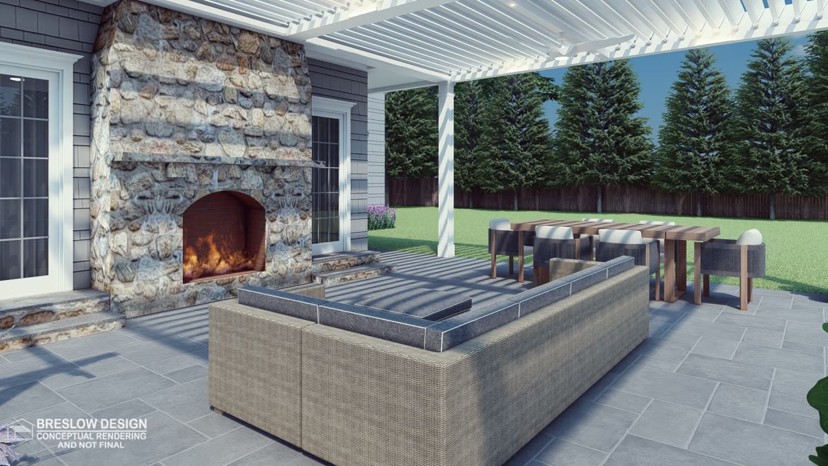 New Canaan CT pergola 3D design rendering 6