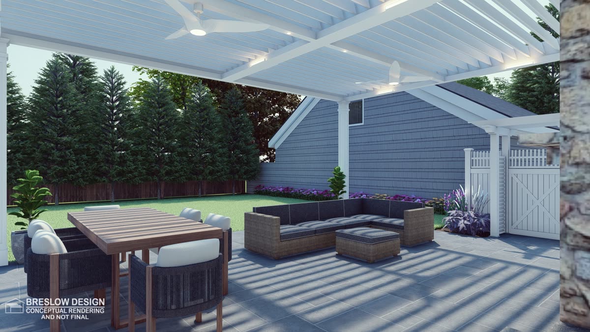 New Canaan CT pergola 3D design rendering 7