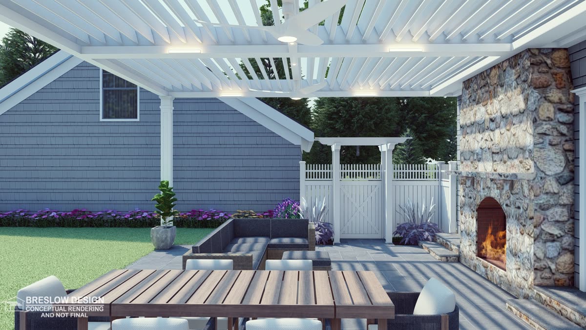 New Canaan CT pergola 3D design rendering 8