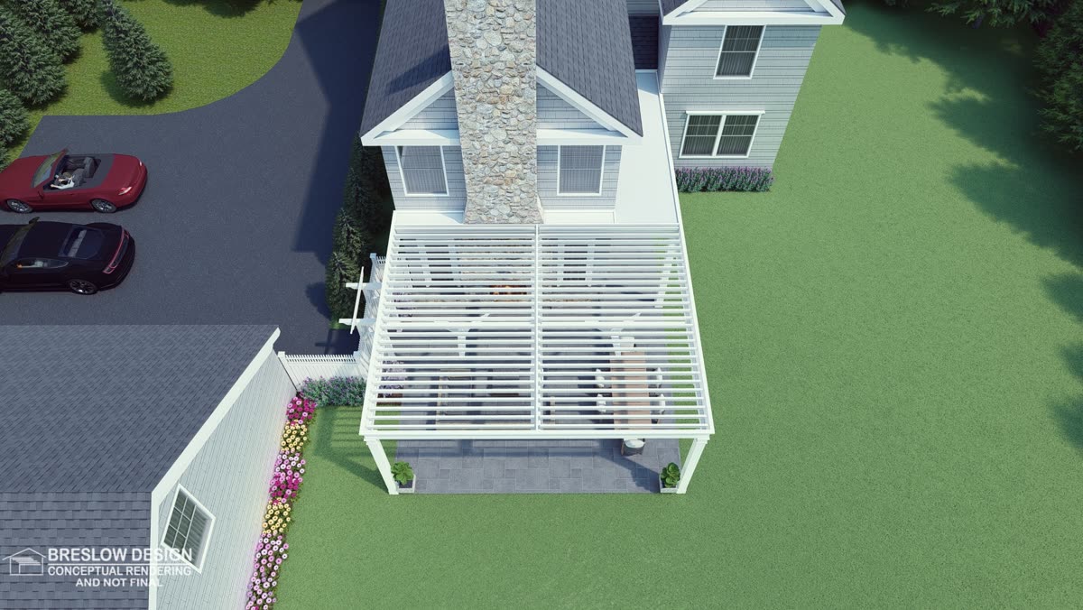 New Canaan CT pergola 3D design rendering 9