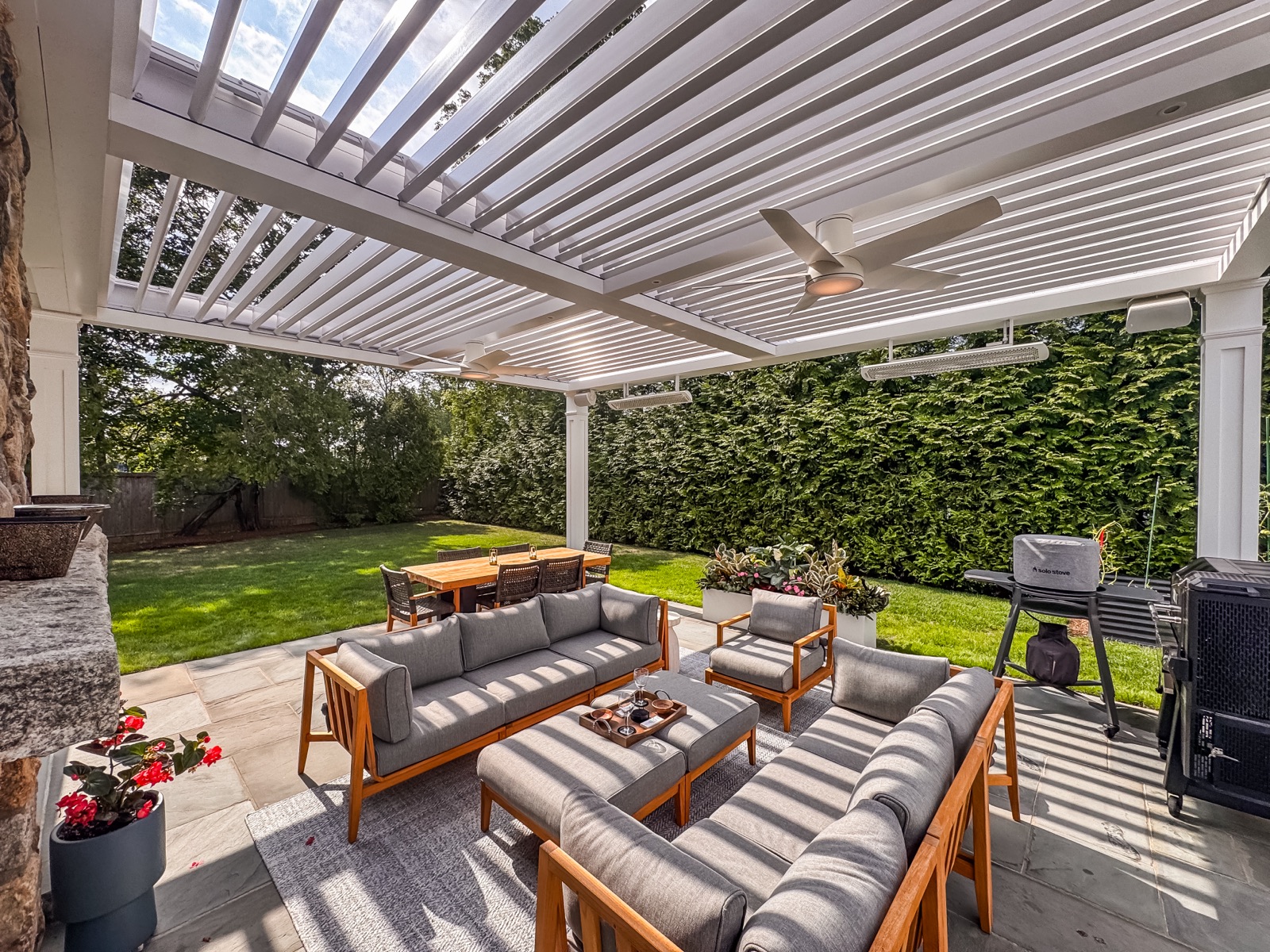 New Canaan, CT custom pergola installation — detail view
