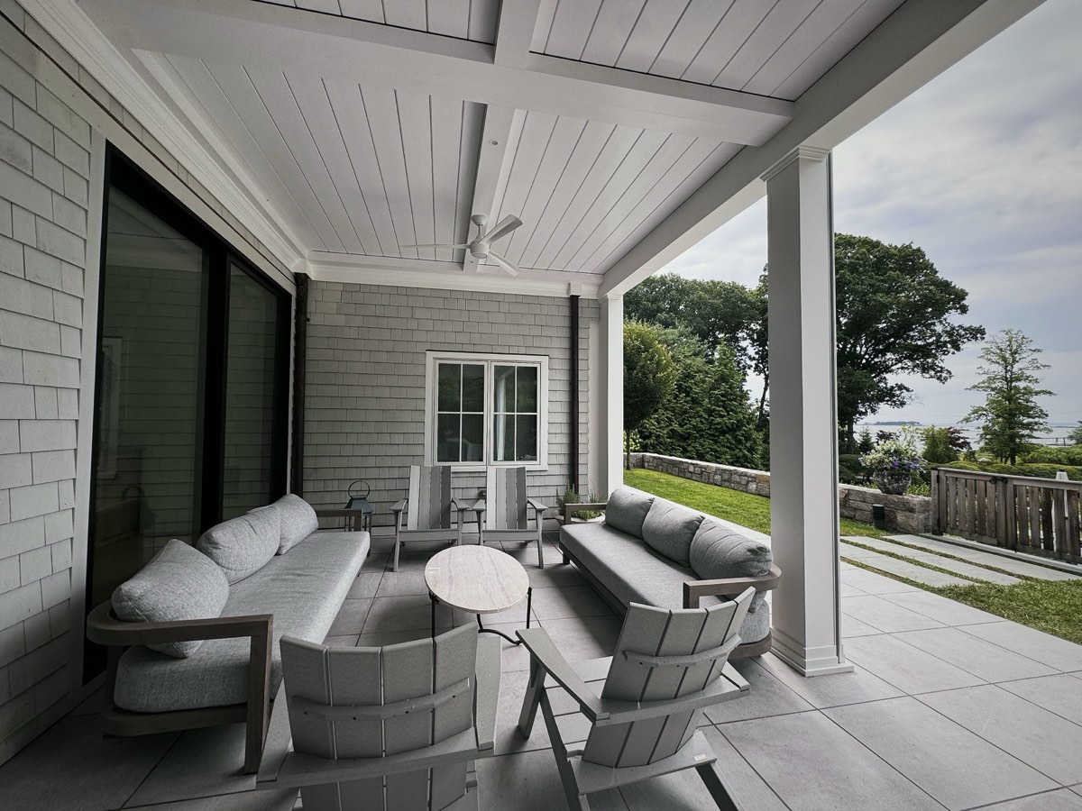Motorized louvered roof with custom Azek trim in Norwalk, CT