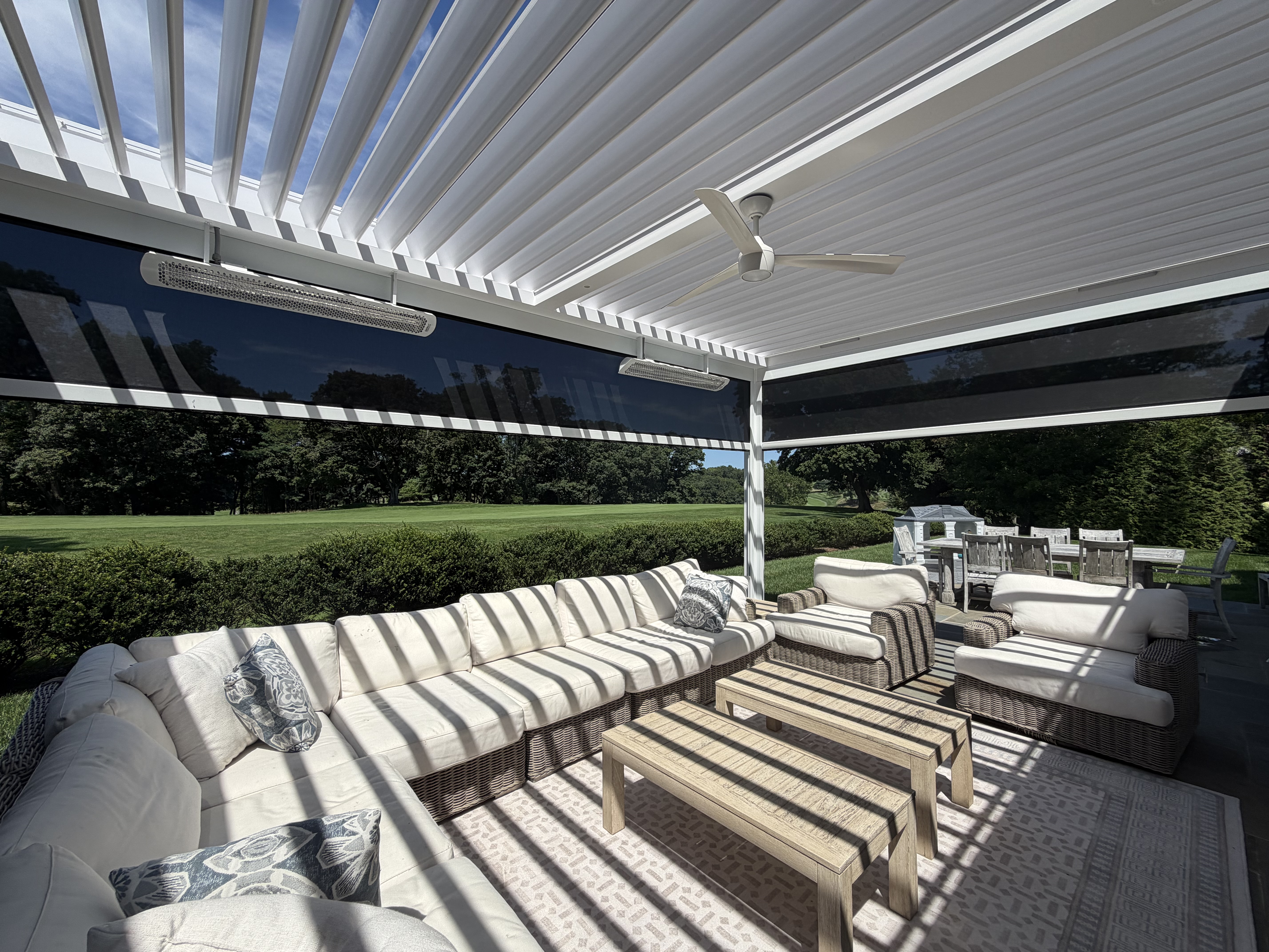 Modern Azenco R-Blade Motorized Pergola, Rye NY