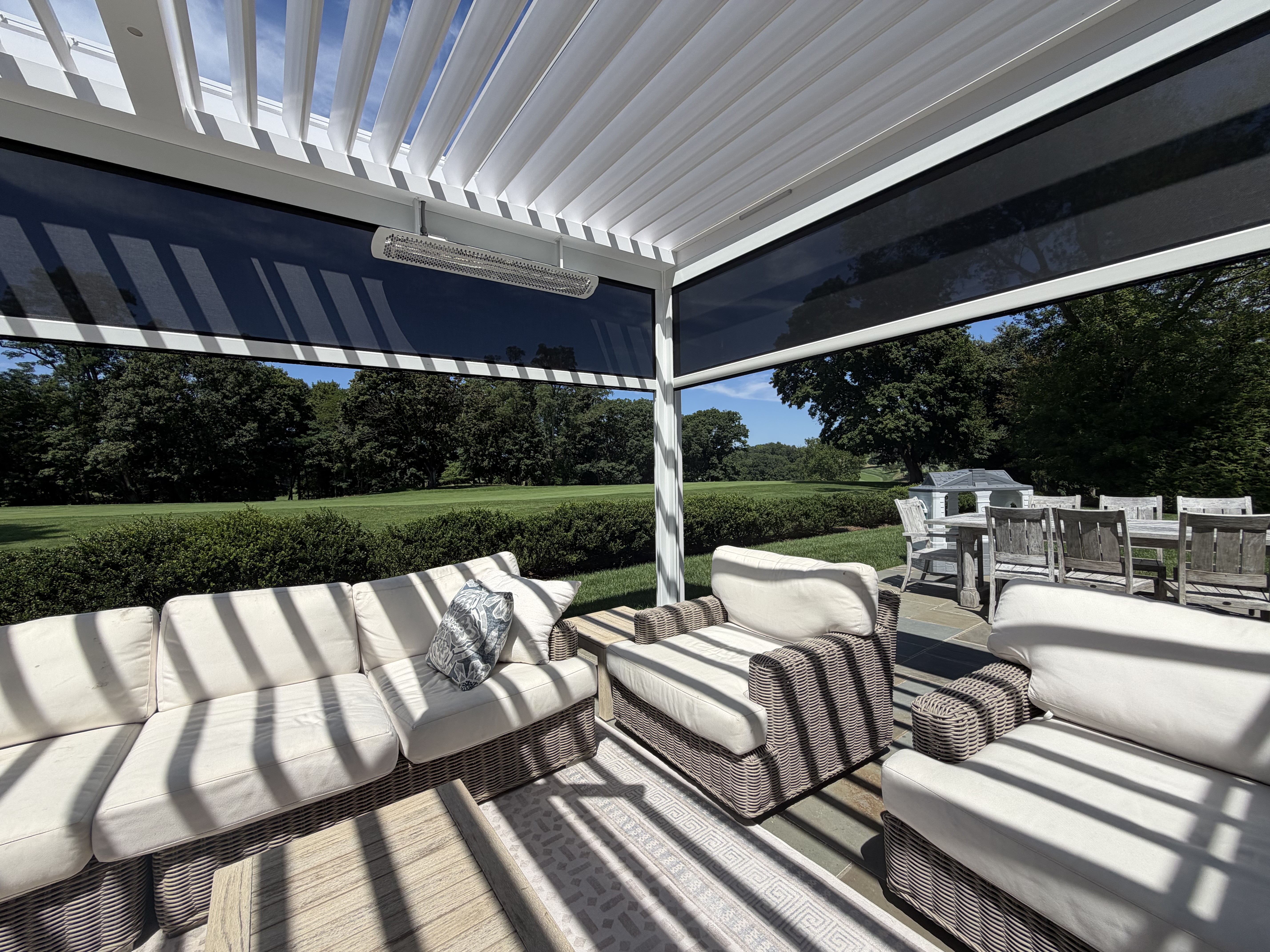 Modern Azenco R-Blade Motorized Pergola, Rye NY