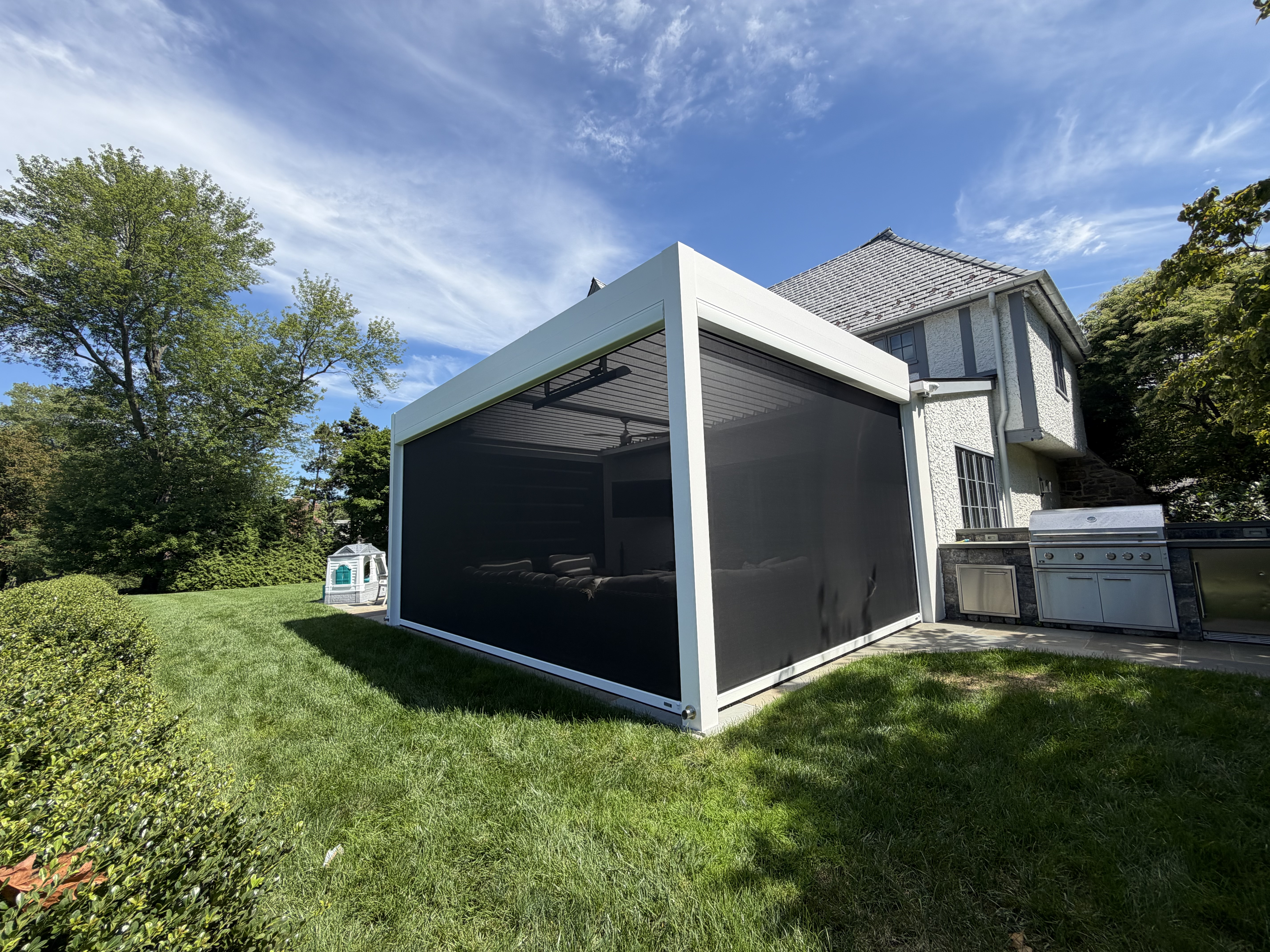 Modern Azenco R-Blade Motorized Pergola, Rye NY
